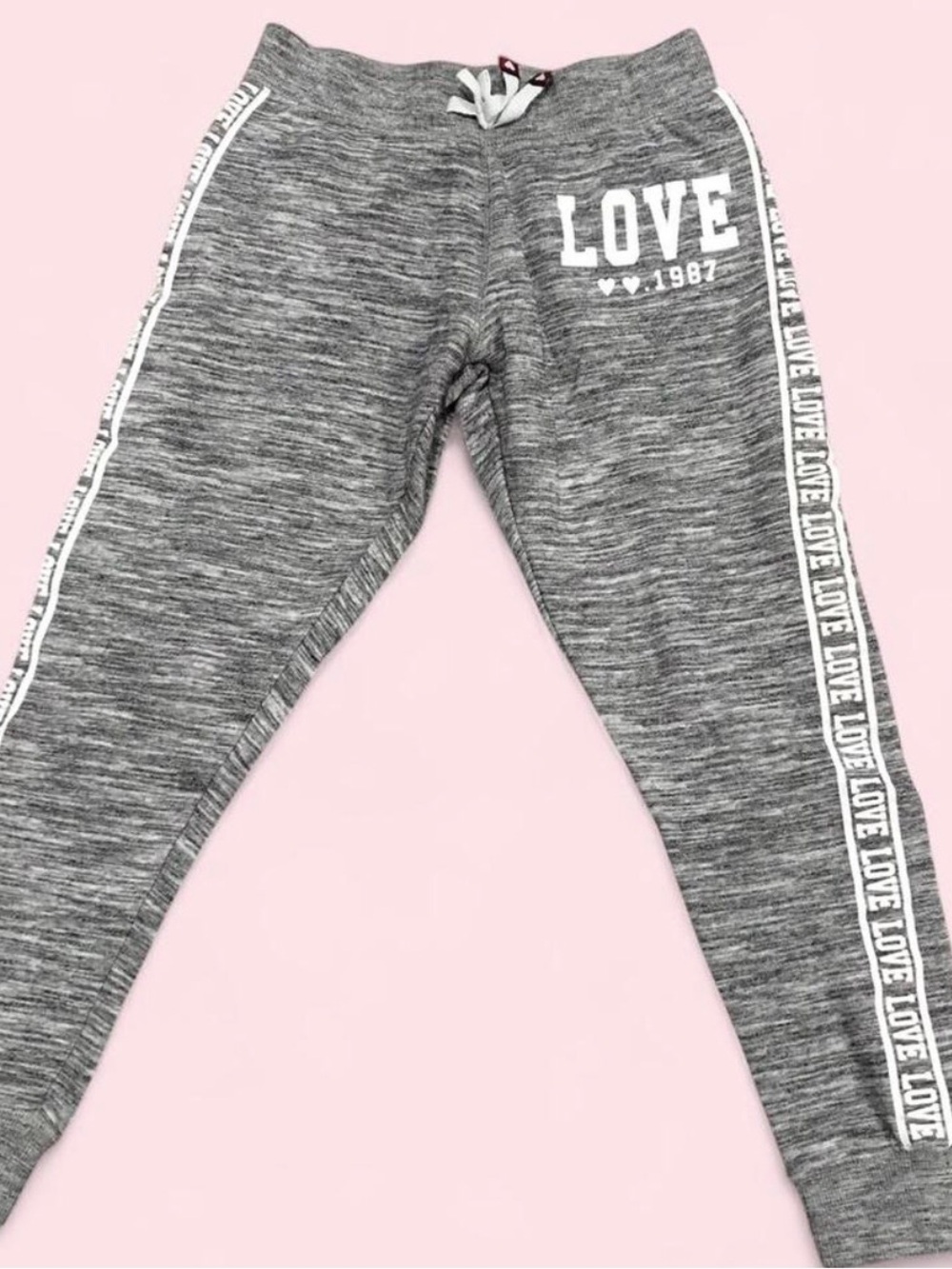 Reflex Grey 'LOVE' Side-Strip Joggers